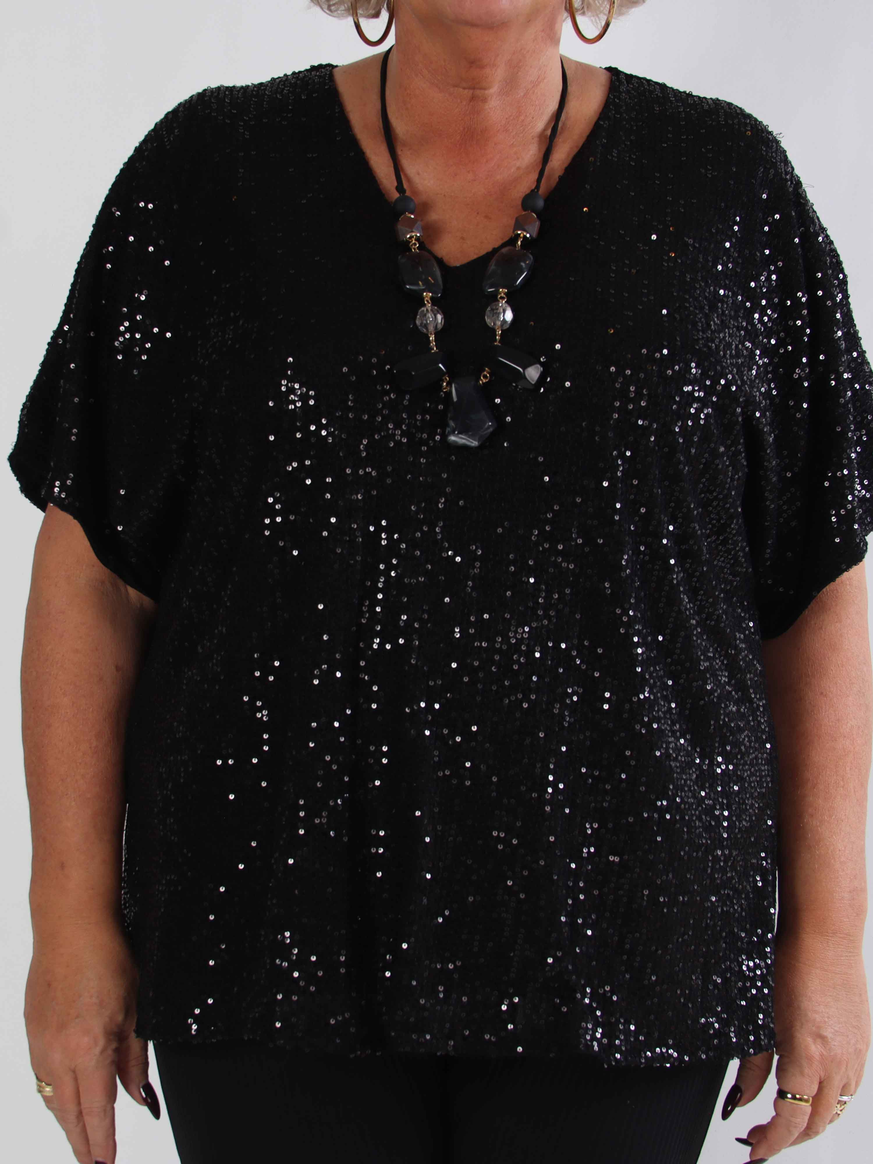 Evandie - Sød glitrende plus size tunika med pailletter